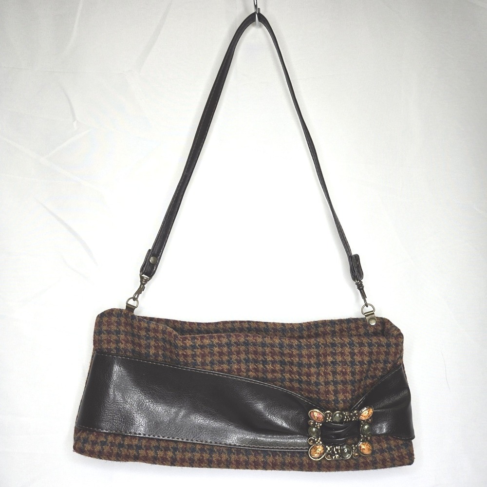 Mucros Weavers Tweed Houndstooth Shoulder Bag, Buckle‎ Embellishment, Ireland